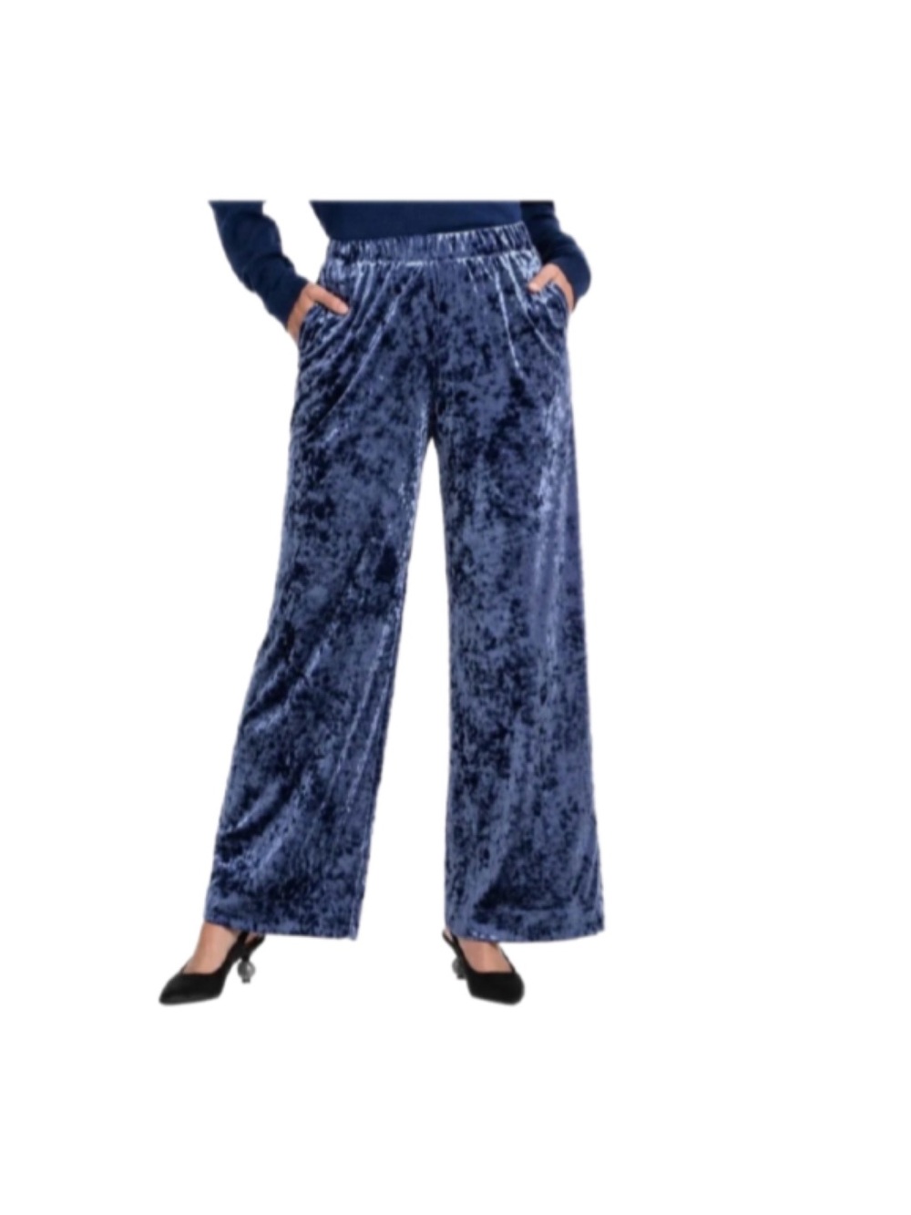 A New Day Crushed Velvet Wide Leg Pants - Navy Blue Size XXL